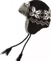 Jacquard Muts Met Bont Winter Design Zwart Wit