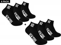 New York Yankees - 6-Pack Quarter Socks - 6 Paar Sokken - 35 - 38 - Zwart