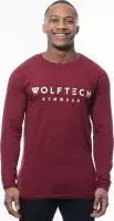 Wolftech Gymwear T-shirt Lange Mouwen Heren - Rood / Bordeaux - S - Met Groot Logo - Sportkleding Heren