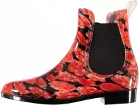 Xq Footwear Regenlaarzen Rozen Dames Rubber Zwart/rood Mt 40