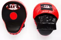 Ali's Fightgear Bokspads echt leer zwart met rood per paar geleverd
