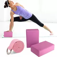 Yoga Blok - Zinaps Yoga Block & Yoga Strap, 3-delige yoga-blokriemen voor yoga pilates training, yoga blokken van hoge kwaliteit / yoga blokken, perfect voor yoga, pilates meditiatie, beginne