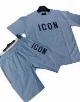 Sportkleding set heren - ICON - trainingspak kort - zomerset blauw - maat S