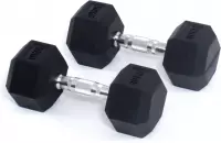 Core Power Hexa Dumbells Set - 2x 10 kg - Gewichten met Rubber Coating en Verchroomde Grip - Geschikt voor Professioneel Gebruik, CrossFit en Thuis Fitness - Verkrijgbaar van 1 tm