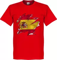 Spanje Ripped Flag T-Shirt - Rood - XXXL