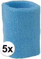 5x Lichtblauw zweetbandje voor pols - zweetbandjes