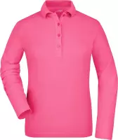 Roze stretch poloshirt voor dames L