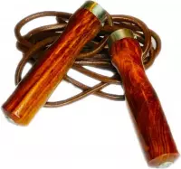 Cstuz Classic Brown Leather Jump Rope - Springtouw - Hout - Bruin - Kogellagers