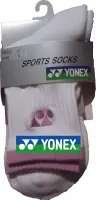Yonex hoge sportsokken 9052 wit/lila | maat 35/39