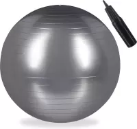 Relaxdays fitnessbal 85 cm - gymbal - zitbal - yogabal pilatesbal - voor op kantoor - PVC - zilver