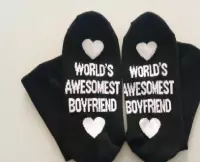 Akyol - Grappige sokken tekst - World's awesomest boyfriend - cadeau voor hem Maat 39-43