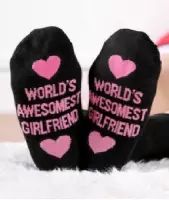 Akyol - Grappige sokken tekst - World's awesomest girlfriend - cadeau voor haar