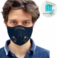 BREEZY luxe mondkapje - Donker blauw mondmasker - maat Medium verstelbaar - met 4x wegwerp filter & 4 ventielen vervangbaar - herbruikbaar comfortabel mond kapje voor sport - medis
