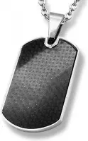 Amanto Ketting Emson - 316L Staal PVD - Dogtag - Carbon - 32x20mm - 60cm