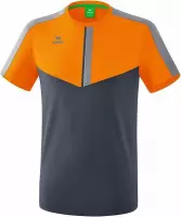 Erima Squad T-Shirt Slate Grijs-Monument Grijs-New Oranje Maat M