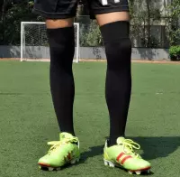 Voetbalsokken Heren Zwart Lang Professioneel met verstevigde voet en elastische banden