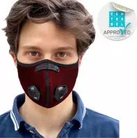 BREEZY luxe mondkapje - Rood mondmasker - maat Small verstelbaar - met 4x wegwerp filter & 4 ventielen vervangbaar - herbruikbaar comfortabel mond kapje voor sport - medische filte