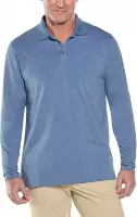 Coolibar - UV Poloshirt voor heren - Longsleeve - Coppitt - Pacifisch blauw - maat M