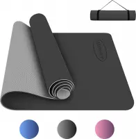 ARMENTI - Premium Yoga mat - Anti slip (extra dik) - Eco friendly Zero waste Duurzaam - TPE - Fitness - Zwart  - Opbergkoord - Kerstcadeau