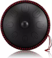 Happy instruments handpan - steel tongue drum 38 cm - hangdrum - materiaal: koper - zwart lotus drum – muziekinstrument