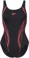 SPEEDO Panel Muscleback Af 1-delig badpak - Dames - Zwart en rood