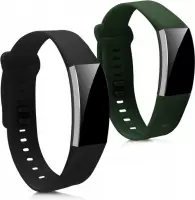 kwmobile 2x armband voor Huawei Band 2 / Band 2 Pro - Bandjes voor fitnesstracker in donkergroen / zwart