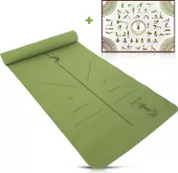 By Lara TPE Yoga Mat - Milieuvriendelijke Yoga Mat - Eco Yoga Mat - Yoga mat met Anti Slip - Fitness Mat - Groen - Inclusief Yoga Poster