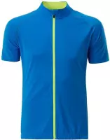 James and Nicholson - Heren Full Zip Fietsshirt (Blauw/Geel)