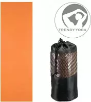 Trendy Yogamat Toalha Handdoek - wasbaar - 183 cm lang x 63 cm breed x 2 mm dik - Oranje - incl. draagtas