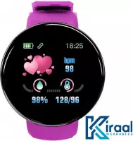 Kiraal Fit 2 - Stappenteller - Activity Tracker - Temperatuurmeter - Bloeddrukmeter - Hartslagmeter - Smartwatch - Horloge - Heren - Dames - Nederlandse Handleiding - Paars
