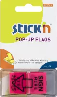 Stick'n Index tabs handtekening wijzer 45x25mm, neon paars, 50 sticky tabs