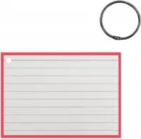 Verhaak Flashcard met clipring - A6 Papier - Wit/rood - 50 Stuks - 10,5 x 14,8