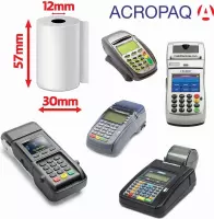 ACROPAQ - 20 x Pinrollen - 57 x 30 x 12 mm, 8m, Thermisch, BPA-Vrij - Kassarollen, Bancontact rollen - Wit