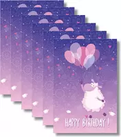 6x dubbele wenskaart met envelop - Happy Birthday - Kinderen  - 11,5 x 17 cm