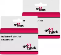 Compatible met Brother P-touch letter label tape cassette TZE-233 12mm Blauw op Wit - 2 stuks - van Go4inkt
