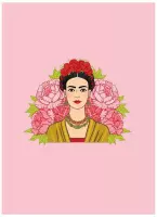 HappyBook - Notitieboek - Notebook - A4 - Frida Kahlo - Roze - Gelijnd - Softcover - Elastiek - Werk - Studie - Dagboek - Logboek - Cadeau - Boekenlegger - Kahlo - Journal - Diary