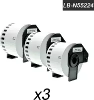 3x Brother DK-55224 Compatible voor Brother 's range of QL printers, 54mm * 30.48m