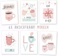 Wenskaarten - kaartenset - ansichtkaarten - Mokken -  verjaardag - diverse - 6 stuks