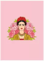 Notitieboek - A4 - Roze - Gelijnd - Cadeau -  Frida Kahlo - Werk - Studie - Dagboek - School - Softcover - Elastiek