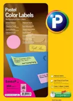 Printec Pastel Roze etiketten - 10 vel - 105x37mm - 16 labels per A4 - 160 gekleurde stickers per doos