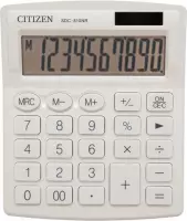 Citizen SDC810WH | Desktop Basisrekenmachine | Dual Power | 10 Cijfer | Auto Switch Off | 124 x 102 x 25 mm | Wit