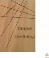 Lay3rD Lasercut - Houten wenskaart - Happy Birthday lijnen - Berk 3mm