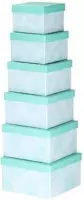 Set van 6x stuks pastel turquoise cadeaudoosjes 13,5-21 cm vierkant - kadodoosjes / cadeauverpakkingen