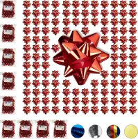 Relaxdays 1000x cadeaustrik - set - rood - starbows - decoratie strikken