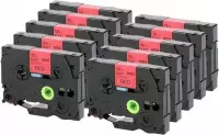 10 Pack Compatible Label Tape TZe-431 / TZ-431 Zwart op Rood 12mm x 8m voor Brother P-Touch PT-2210, PT-2300, PT-2310, PT-2400, PT-2410, PT-2430PC, PT-2500PC