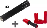 Folie-dispenser + 6 rollen handwikkelfolie zwart 23my x 50cm x 125mtr +  + Kortpack pen (005.0004)