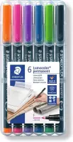STAEDTLER Lumocolor F permanent pen - Box 6 st new colours