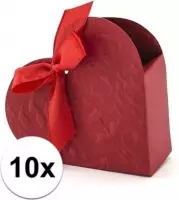 10x bruiloft kado doosjes rood hart - cadeaudoosjes huwelijk