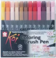 2x Sakura Koi Coloring Brush Pen, etui met 24 stuks in geassorteerde kleuren