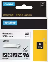 DYMO Rhino industriële Vinyl Labels | 9 mm x 5,5 m | zwarte afdruk op wit | zelfklevende labels voor Rhino & LabelManager labelprinters